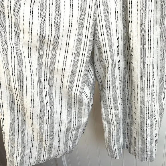 Greylin Anthropologie Striped Linen & Cotton Jumpsuit Cropped Wide Leg Zip Up S